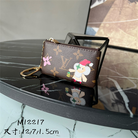 L.V  Key Pouch Vivienne Holidays Monogram Canvas Inside Red M12217