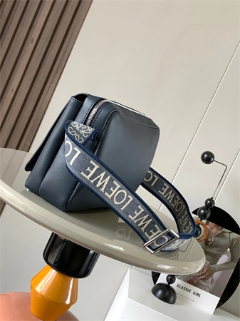 Loewe XS Military messenger bag in supple smooth calfskin and jacquard Dk Grey