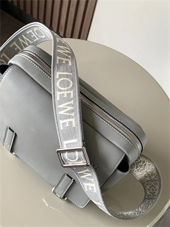 Loewe XS Military messenger bag in supple smooth calfskin and jacquard Lt Grey