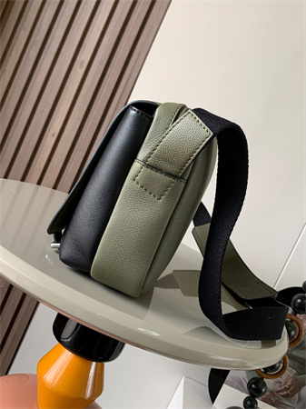 Loewe XS Military messenger bag in Soft Grained calfskin Black/Khaki