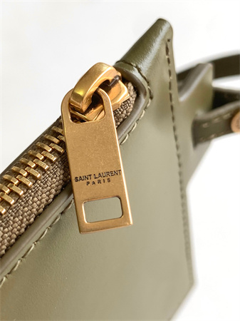 Y.S.L LE 37 In Shiny Leather Green Bucket Bag