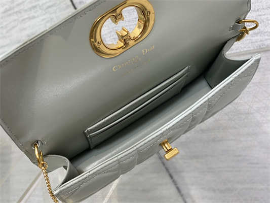 CD MISS CARO POUCH WITH CHAIN Macrocannage Lambskin Grey