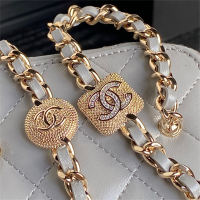 Chanel Small Vanity with Chain Lambskin, Strass & Gold-Tone Metal Grey AP4302