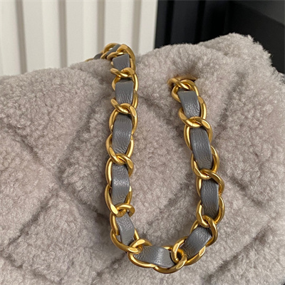 Chanel Mini Flap Bag Shearling Lambskin & Gold-Tone Metal Grey AS5148