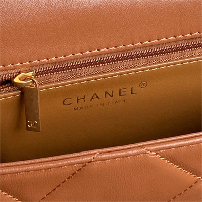 Chanel Flap Bag Shearling Lambskin & Gold-Tone Metal Brown AS5149