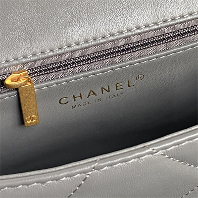 Chanel Flap Bag Shearling Lambskin & Gold-Tone Metal Grey AS5149