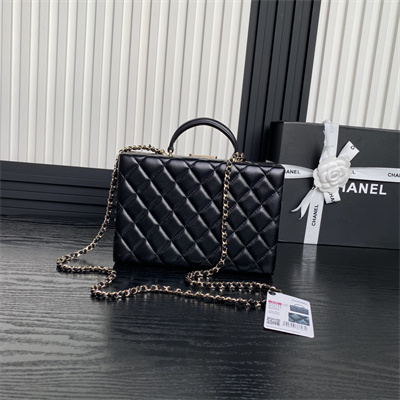 Chanel box bag Lambskin & Gold-Tone Metal  Black AS5168