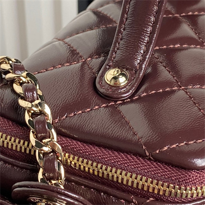 Chanel Vanity Case Shiny Crumpled Lambskin & Gold-Tone Metal Burgundy AS5222