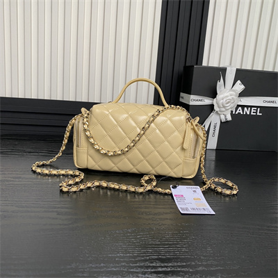 Chanel Vanity Case Shiny Crumpled Lambskin & Gold-Tone Metal Beige AS5222