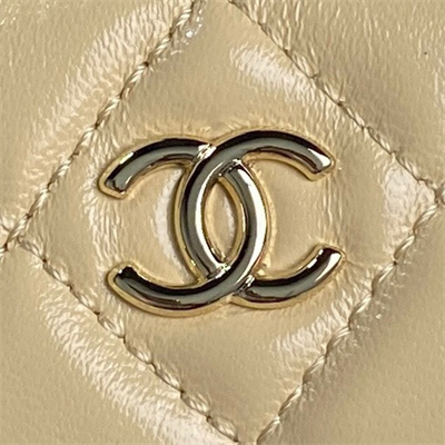 Chanel Vanity Case Shiny Crumpled Lambskin & Gold-Tone Metal Beige AS5222