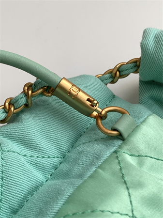 Chanel 22 Mini Handbag Canvas and Gold Tone Metal Green AS3980