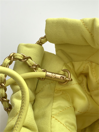 Chanel 22 Mini Handbag Canvas and Gold Tone Metal Yellow AS3980