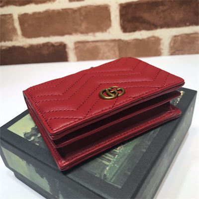 Gu.cci GG Marmont card case wallet Red Leather 466492
