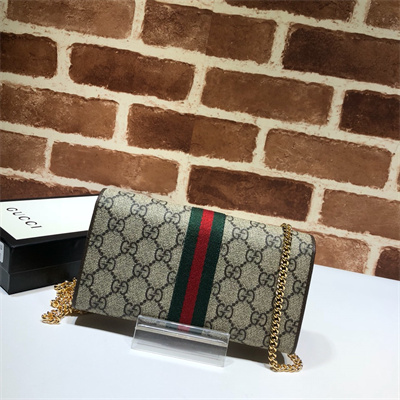 Gu.cci Ophidia  GG Chain Wallet Supreme Canvas 546592