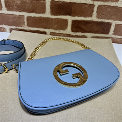 Gu.cci Blondie Shoulder Bag Blue Leather 699268