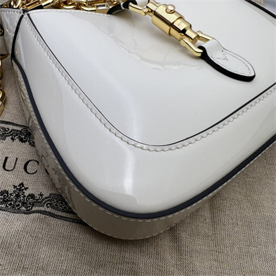 Gu.cci Jackie 1961 Mini Shoulder Bag White Patent Leather 699651