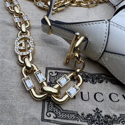 Gu.cci Jackie 1961 Mini Shoulder Bag White Patent Leather 699651