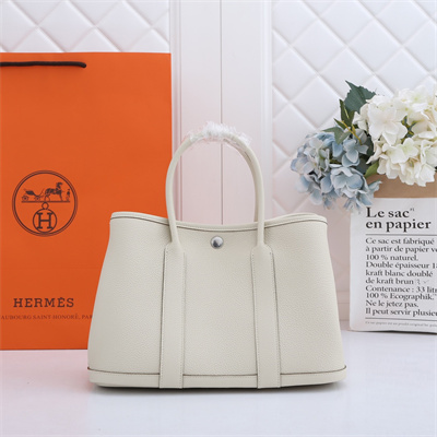 Hermes Garden Party 30/36CM Calfskin Leather Craie