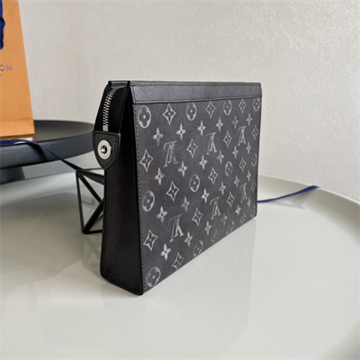 L.V Pochette Voyage MM Brushed Monogram cowhide leather Black/White M11764