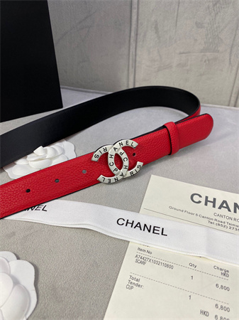 Chanel Belts In Calfskin 30MM Gold/Silver Hardware Red