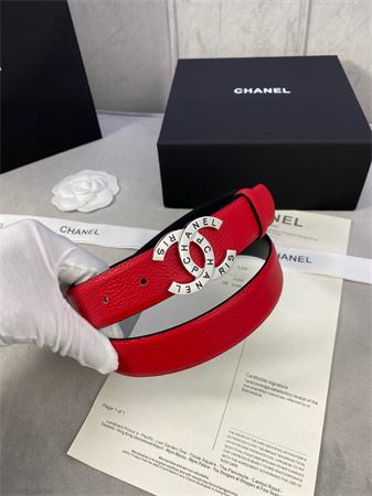 Chanel Belts In Calfskin 30MM Gold/Silver Hardware Red