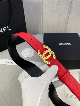 Chanel Belts In Calfskin 30MM Gold/Silver Hardware Red