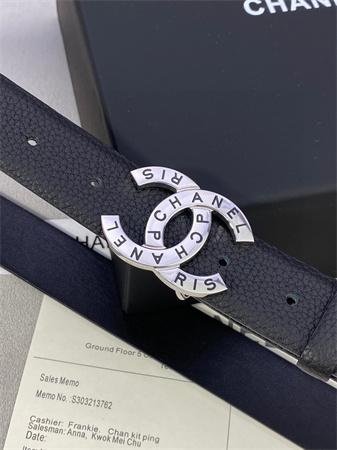 Chanel Belts In Calfskin 30MM Gold/Silver Hardware Black