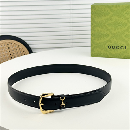 Gucci Belts In Calfskin 30MM Gold/Silver Hardware Black Color