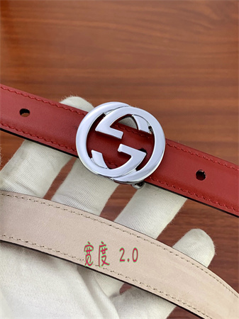 Gucci Belts In Red Calfskin 20MM Gold/Silver Hardware