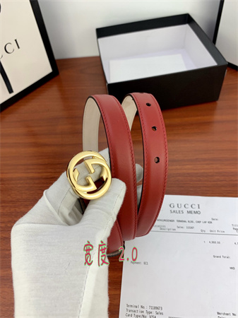 Gucci Belts In Red Calfskin 20MM Gold/Silver Hardware