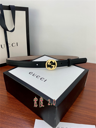Gucci Belts In Black Calfskin 20MM Gold/Silver Hardware