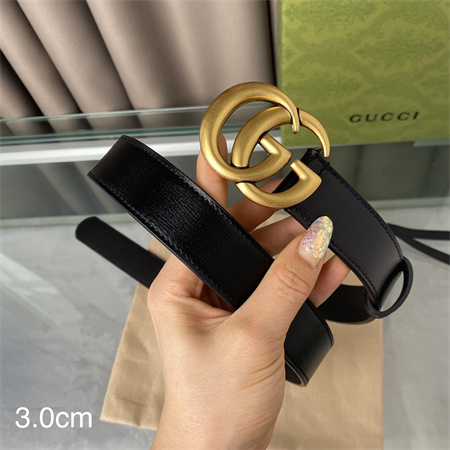 Gucci Belts In Calfskin 30MM Gold Hardware Black