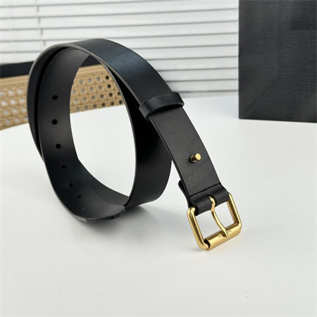 YSL Belts In Leather 35MM Gold Hardware Black