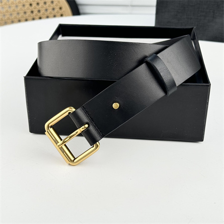 YSL Belts In Leather 35MM Gold Hardware Black