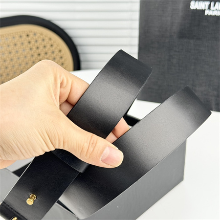 YSL Belts In Leather 35MM Gold Hardware Black