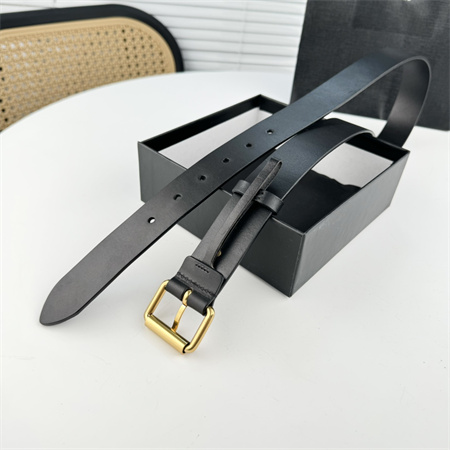 YSL Belts In Leather 35MM Gold Hardware Black