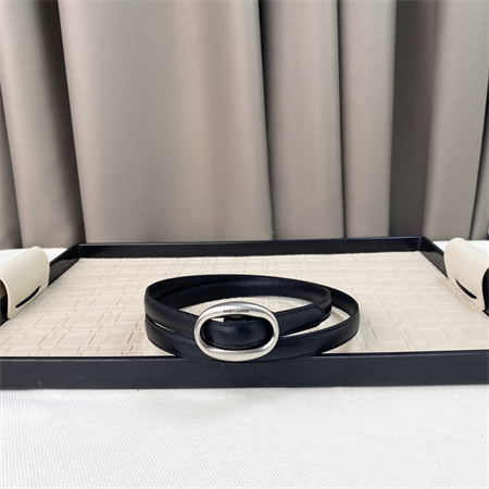YSL Belts In Leather 15MM Silver Hardware Black