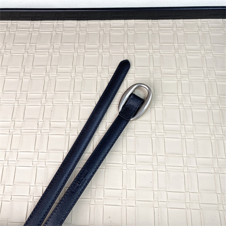 YSL Belts In Leather 15MM Silver Hardware Black