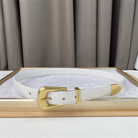 YSL Belts In Leather 25MM Gold Hardware White