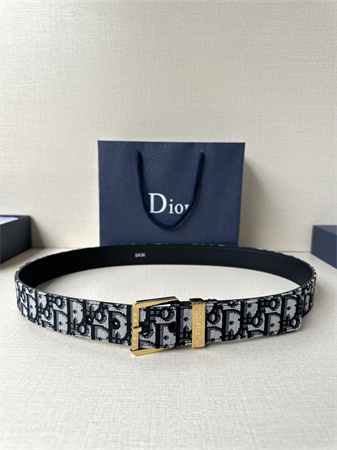 Dior Belts In Blue Jacquard Canvas & Calfskin 35MM Hardware Color Options