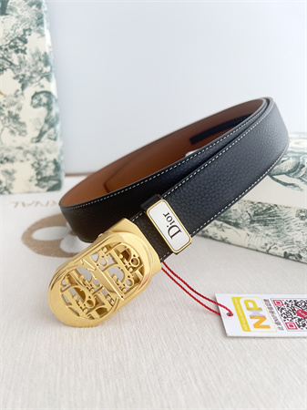Dior Belts In Calfskin Black/Brown 35MM Gold Hardware