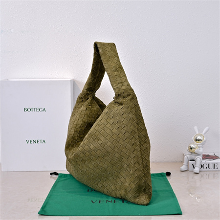 BV Large Hop Shoulder Bag In Suede Olive
