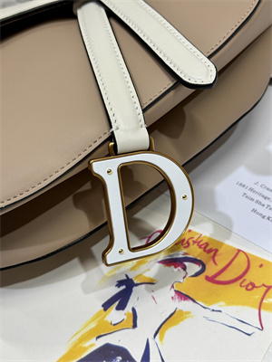 CD Saddle Bag Smooth Calfskin Beige/White