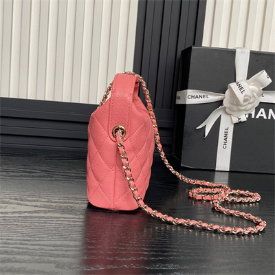 Chanel Small Hobo Bag Grained Calfskin & Gold-Tone Metal Pink AP4386