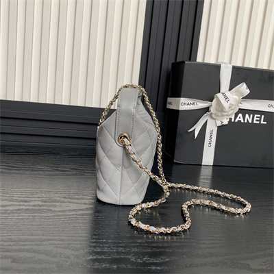 Chanel Small Hobo Bag Grained Calfskin & Gold-Tone Metal Grey AP4386