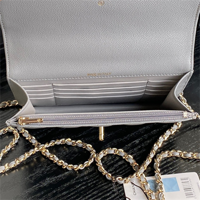 Chanel Clutch with Chain Grained Calfskin & Gold-Tone Metal Grey AP4406