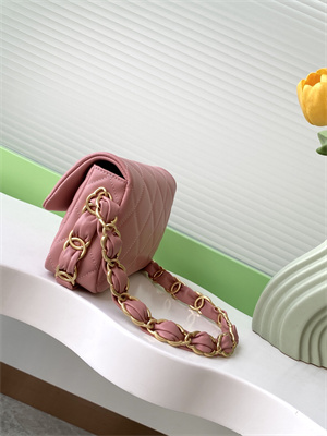 Cha.nel Small Flap Bag Lambskin & Gold-Tone Metal Pink AS5174