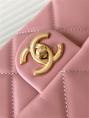 Cha.nel Small Flap Bag Lambskin & Gold-Tone Metal Pink AS5174