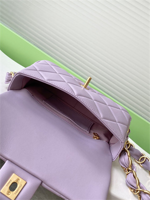 Cha.nel Small Flap Bag Lambskin & Gold-Tone Metal Lt Purple AS5174