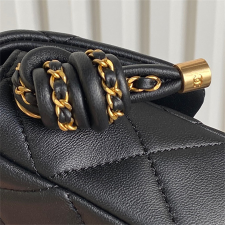 Chanel Mini Flap Bag With Top Handle Lambskin Gold Tone Metal Black Color AS5298